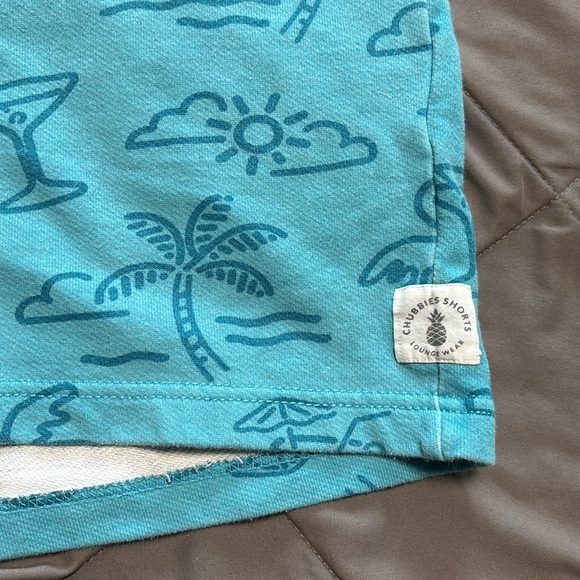 Chubbies LoungeWear 7" Inseam Drawstring Sweat Shorts Beach Print Blue‎ Large - Picture 5 of 8